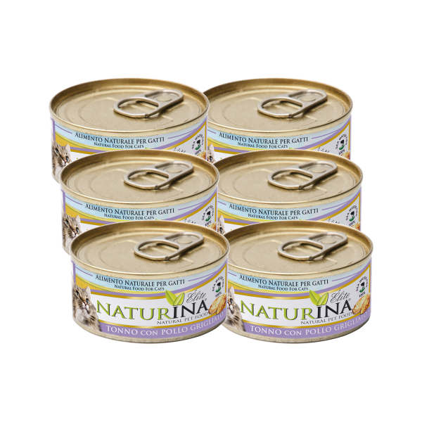 6x Elite Umido Tonno con Pollo Grigliato 70g 6x Elite Umido Tonno con Pollo Grigliato 70g