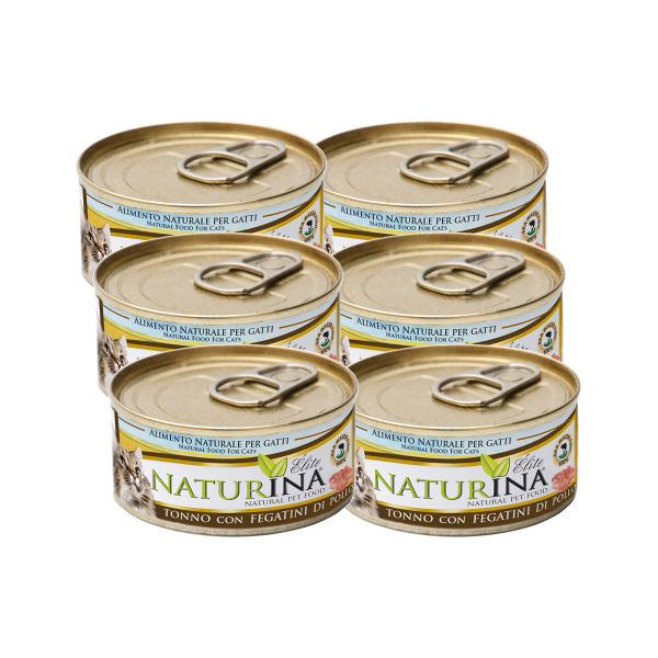 6x Elite Umido Tonno con Fegatini di Pollo 70g 6x Elite Umido Tonno con Fegatini di Pollo 70g